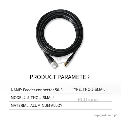 Feeder cable TNC-J to SMA-J connector, product parameter graphic