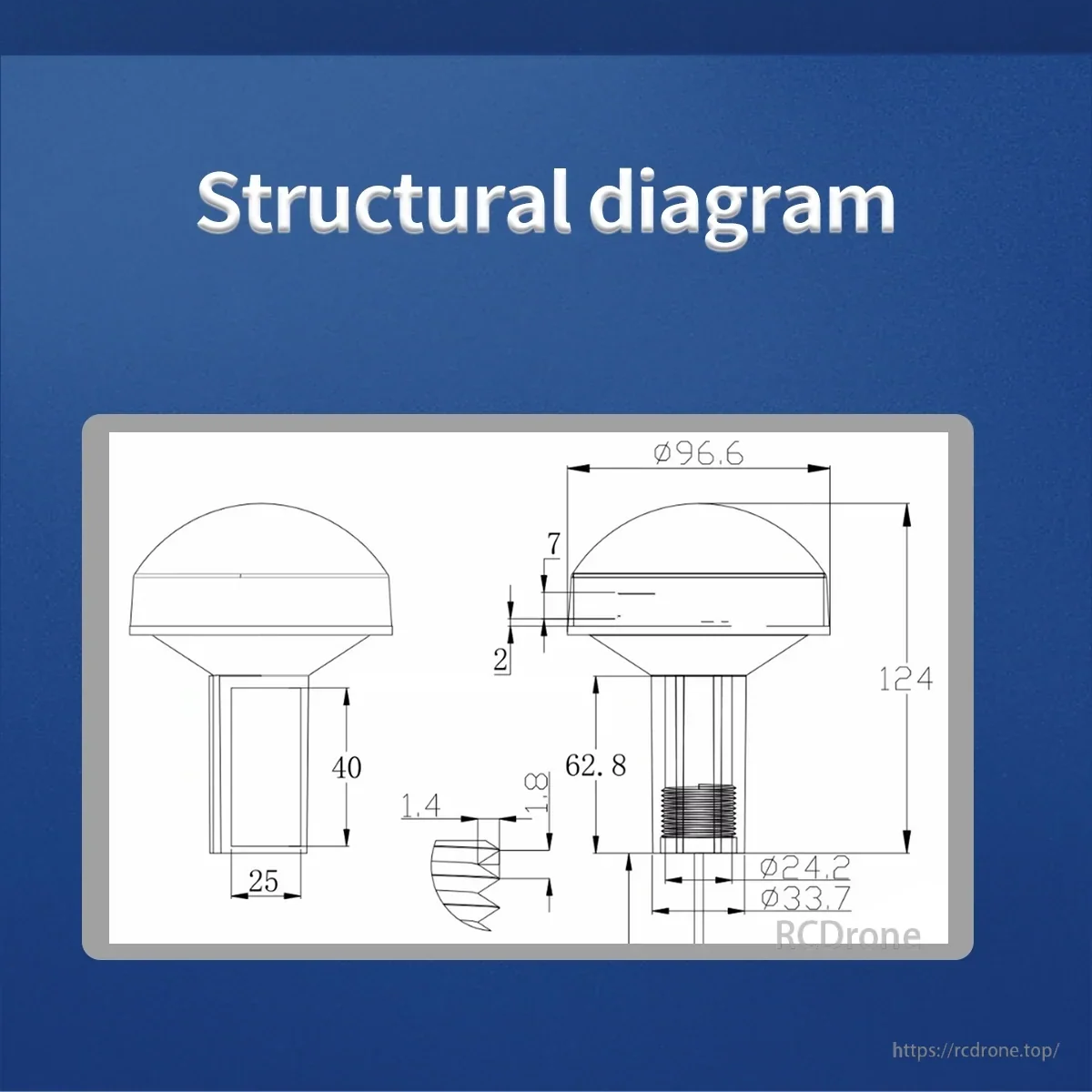 BN-705 structural dimensions drawing: Ø96.6 mm body, 124 mm height, screw-base mounting details