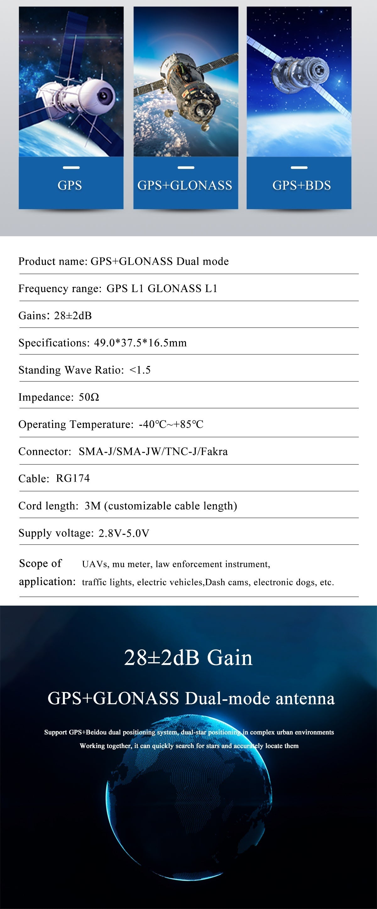 GPS / GPS+GLONASS / GPS+BDS mode options with BN-143AJ spec summary and supported connectors