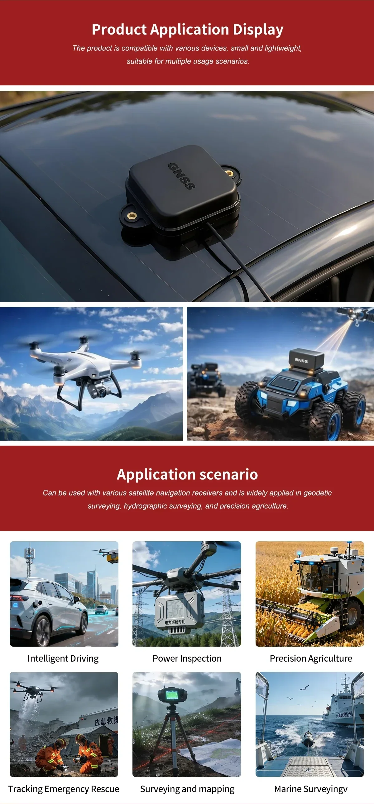 Automotive roof magnetic mounting example and application scenarios like surveying and precision agriculture