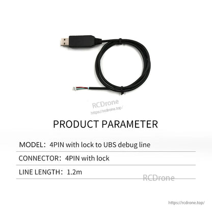 Product parameter sheet for 4-pin locking USB debug line, 1.2 m cable length