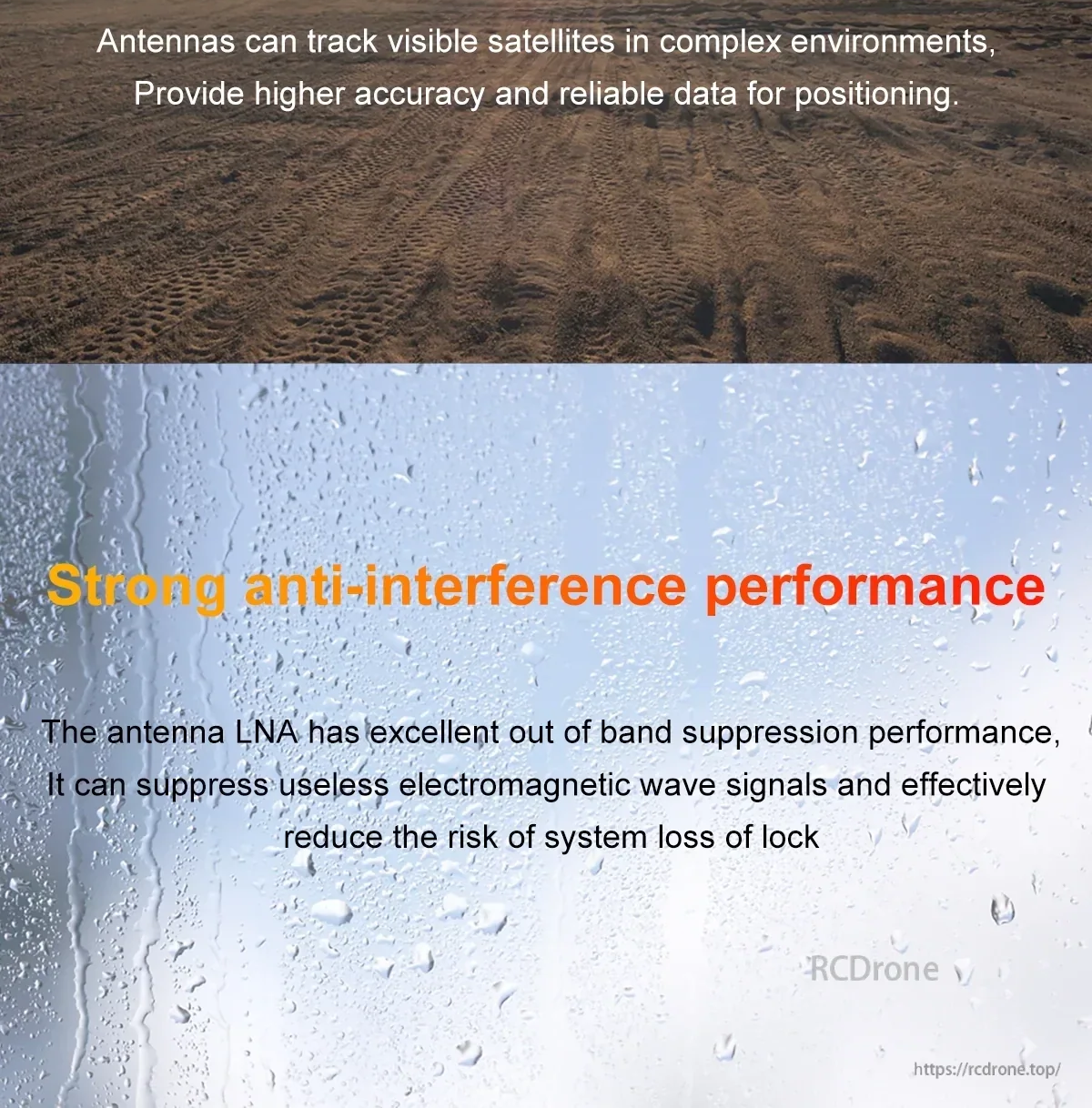 Anti-interference and out-of-band suppression feature graphic for BT-3707A GNSS antenna LNA