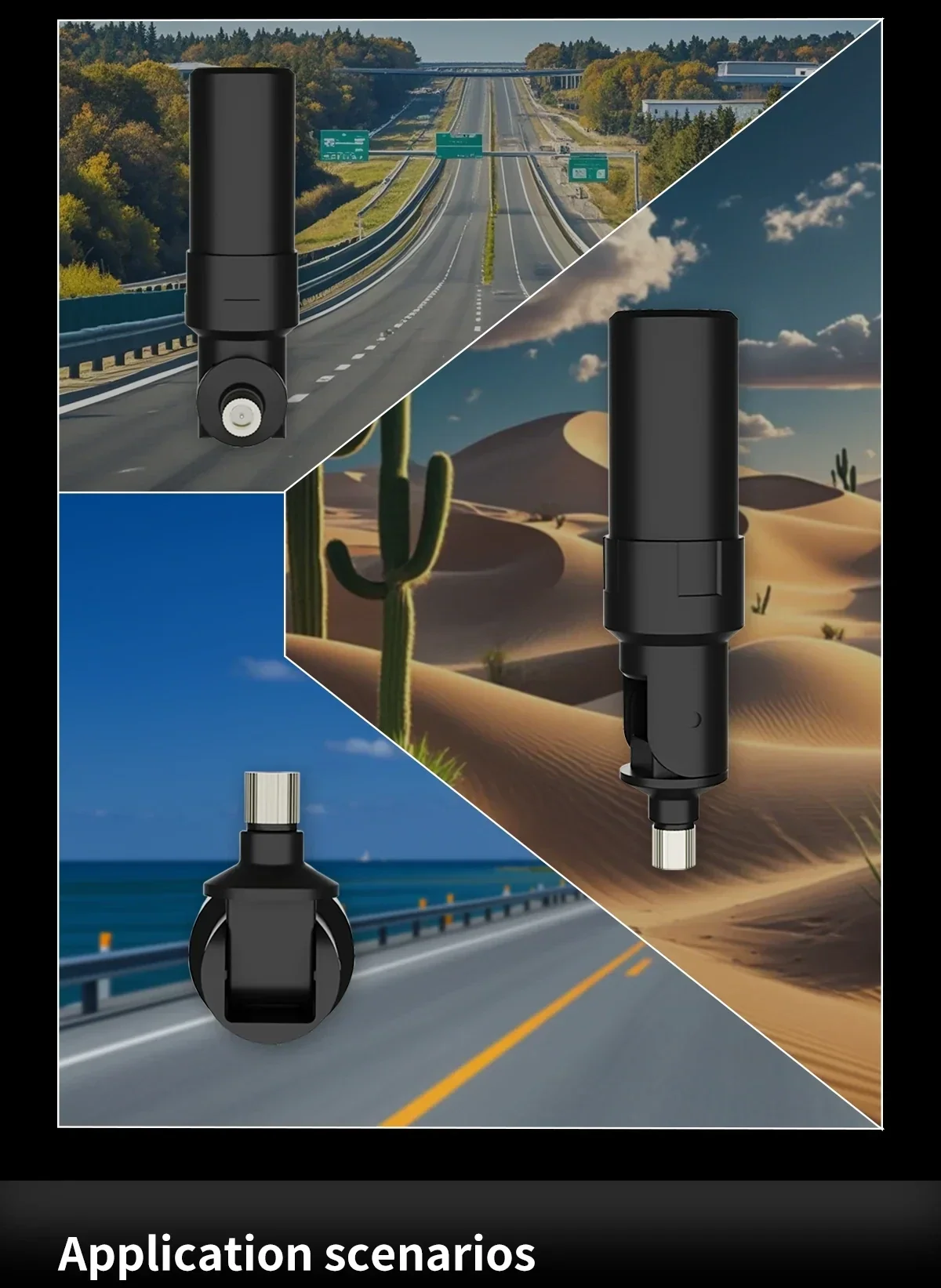 Product display collage of the BT-564 GNSS antenna in multiple angles for navigation use cases