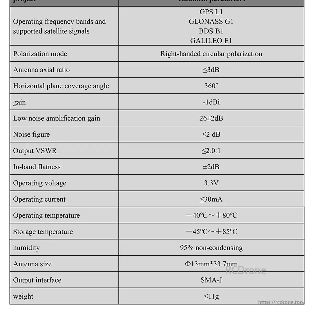 BT-T338 technical parameter table: gain, noise figure, VSWR, voltage/current, size, humidity, SMA-J interface