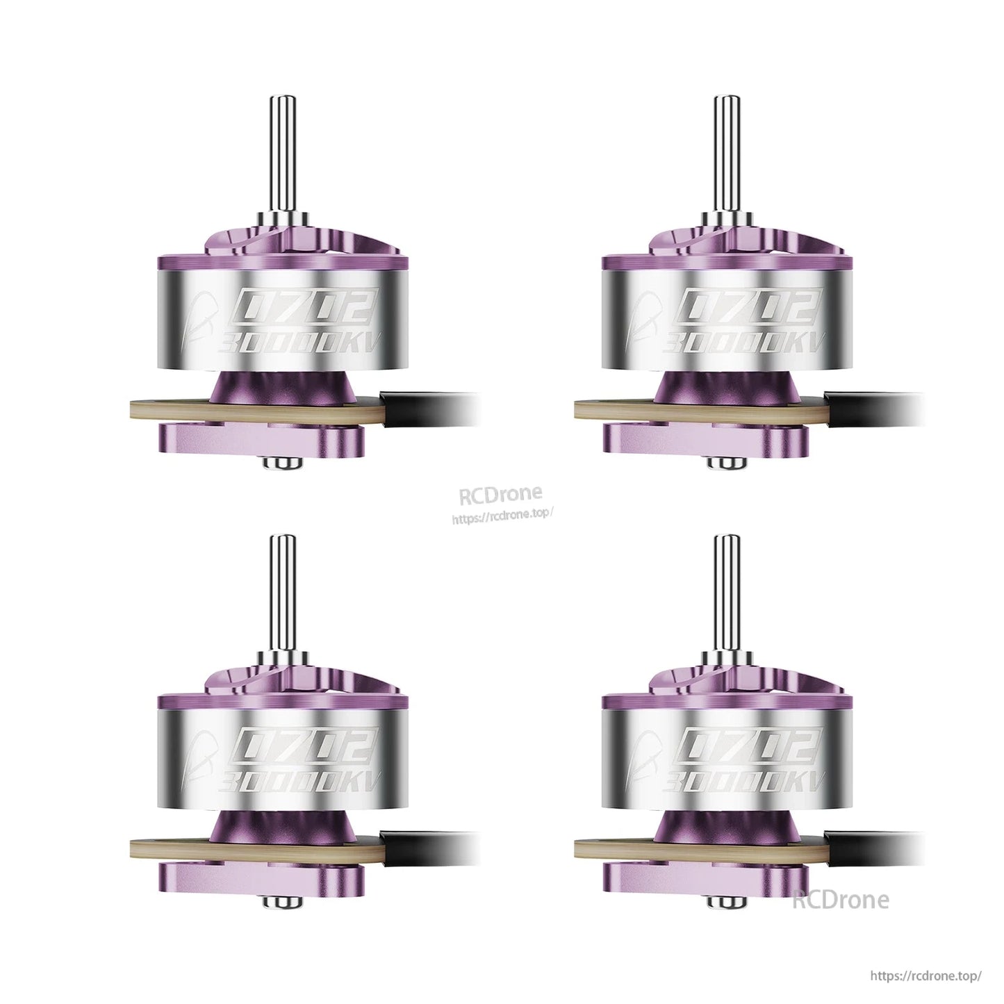BetaFPV 0702 brushless motor set, purple edition, four motors shown with wires and connector