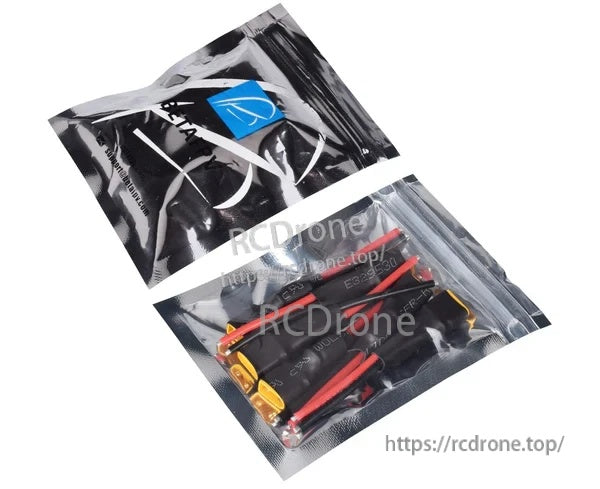 Packaged set of BetaFPV XT30 4S whoop power cable pigtails in sealed bags (6-pack)
