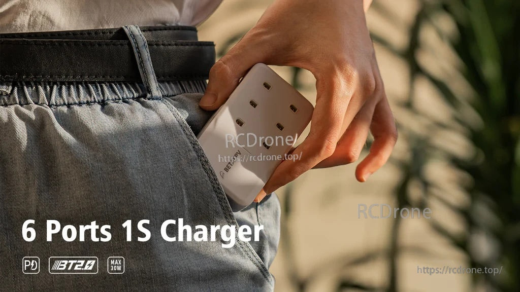 BetaFPV 6 Ports 1S Battery Charger compact pocket-size charger for LiHV 4.35V 1S packs