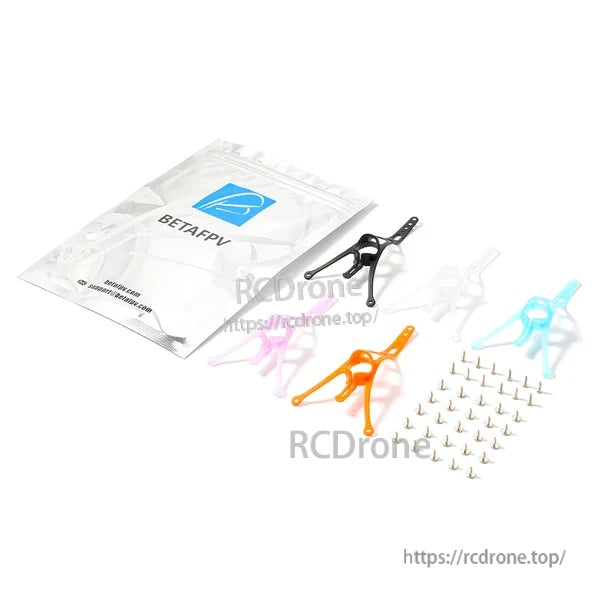 Mix set contents with multiple canopy colors and a full set of mounting screws in Betafpv packaging