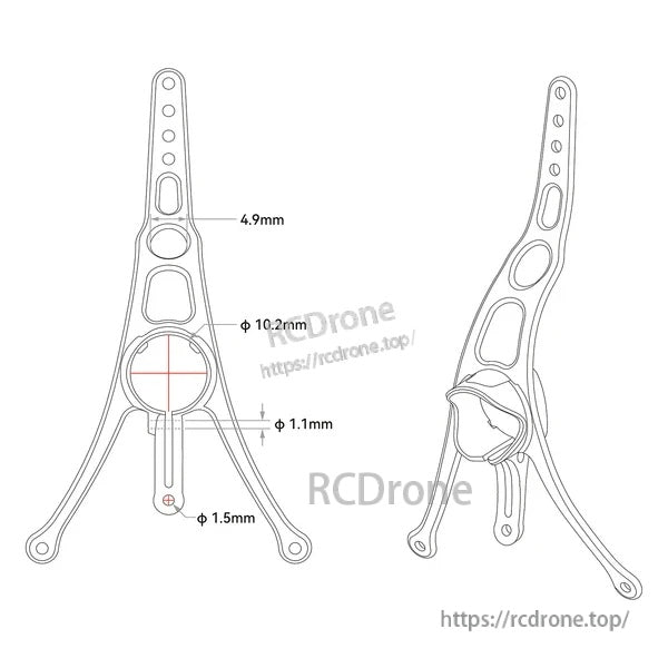 Air II Canopy technical dimension drawing with 4.9mm, Ø10.2mm, Ø1.1mm and Ø1.5mm measurements