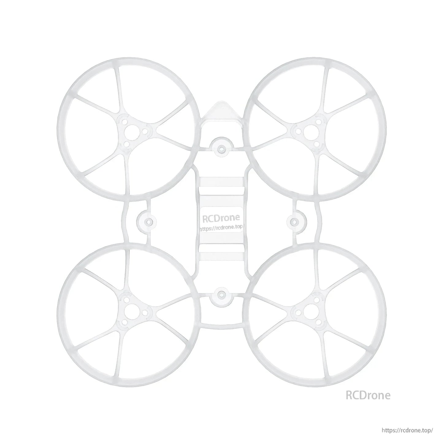 White Air65 whoop frame top view, motor fixed slots and center mounting posts visible