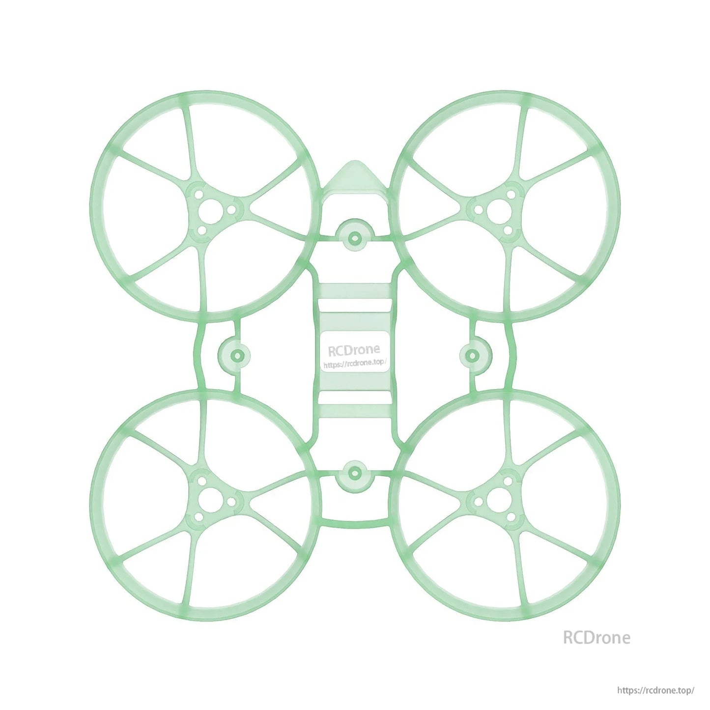 Air65 whoop frame in translucent green, top view showing four ducts and central brace