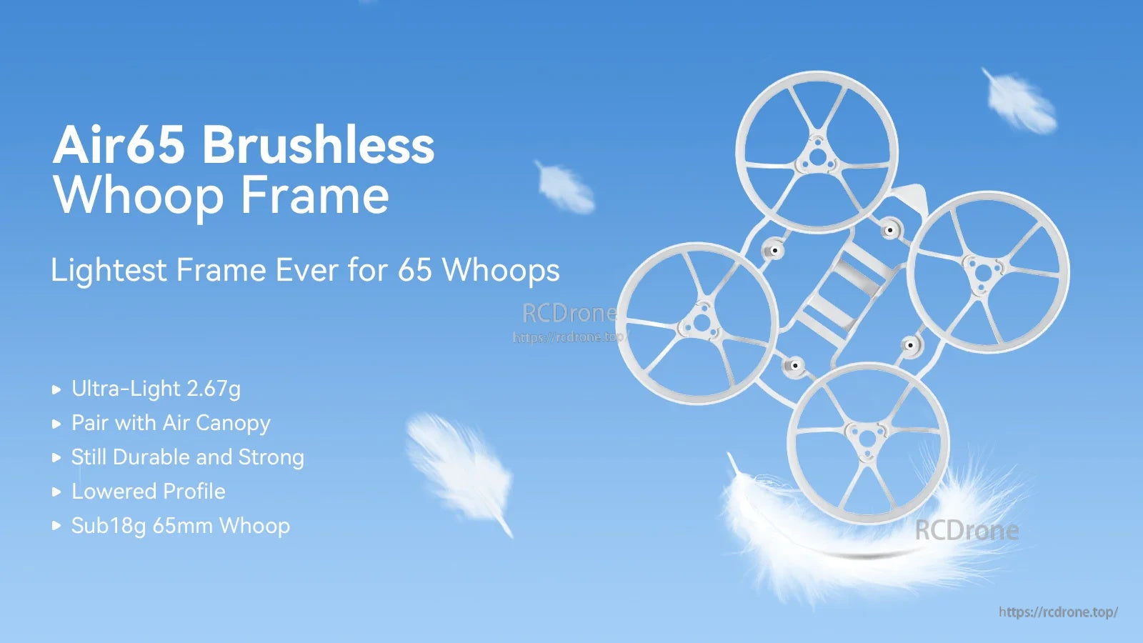 BetaFPV Air65 brushless whoop frame 65mm PP frame overview highlighting 2.67g ultra-light build