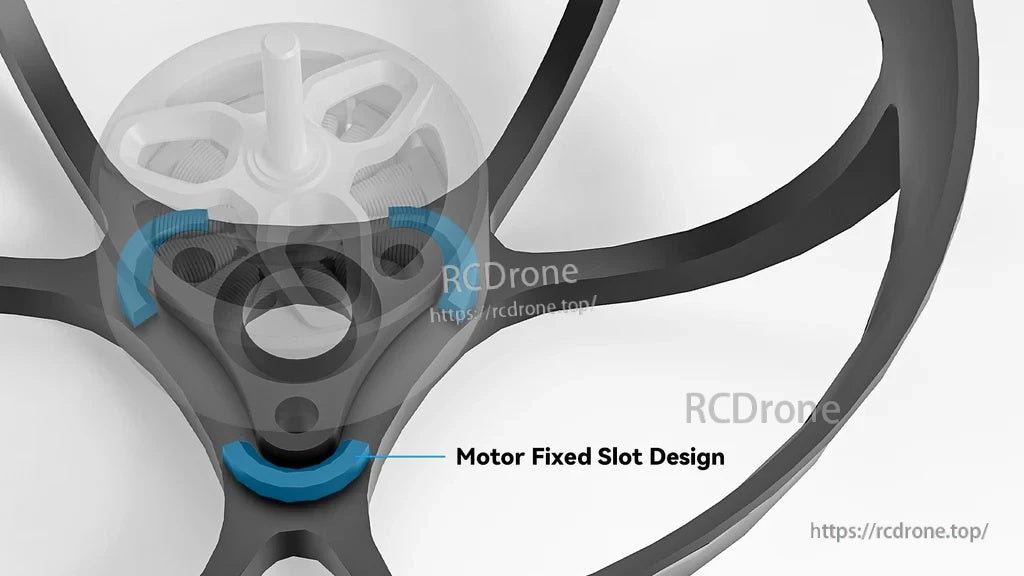 Close-up of Air65 motor mount area highlighting the motor fixed slot design for stable motor installation
