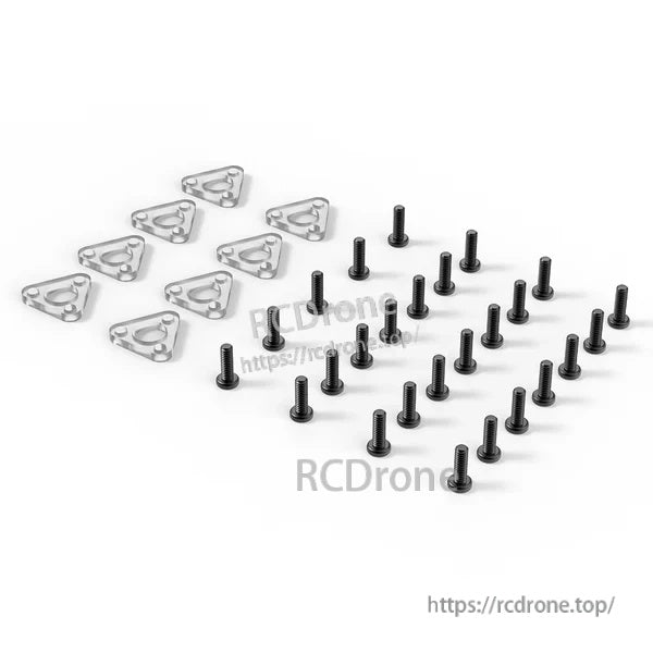 Included hardware set with motor gaskets and black screws for mounting micro motors