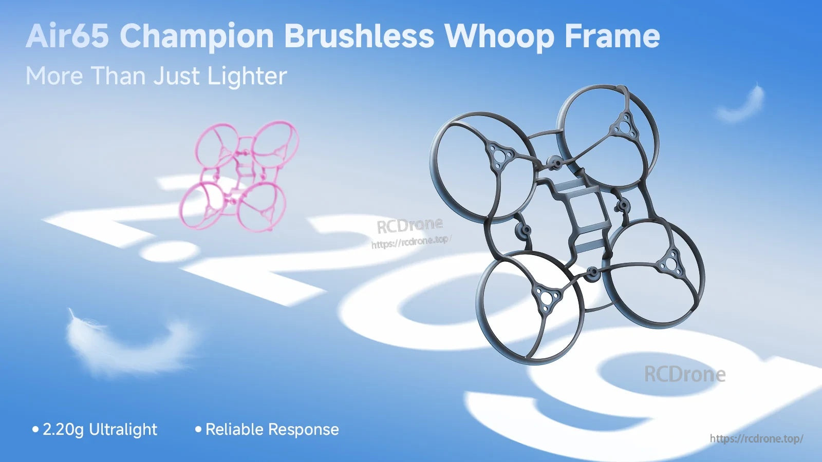 BetaFPV Air65 Champion brushless whoop frame, 65mm ultralight 2.20g PP ducted frame in transparent gray