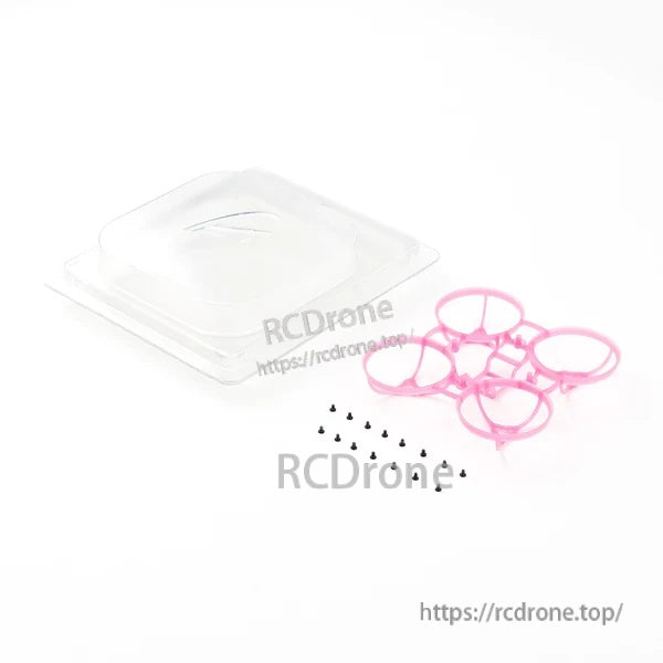 Package contents: Air65 Champion whoop frame in pink with included M1.4×2 motor screws and protective plastic tray