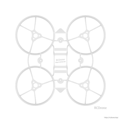 Top-down view of white ducted whoop frame showing four 33mm ducts and central mounting platform