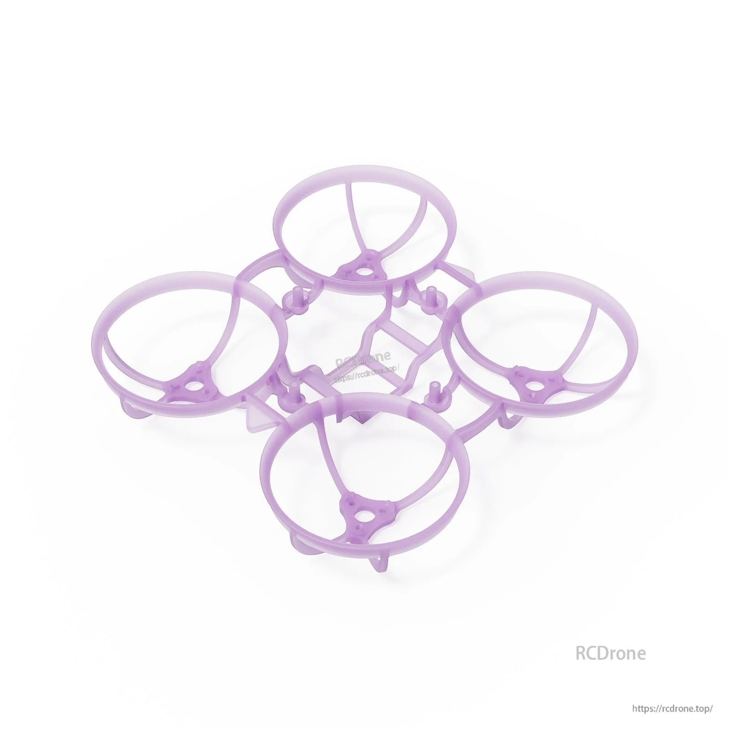 Purple ducted whoop frame, angled view highlighting prop guard rings and motor mount tabs