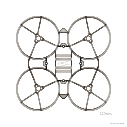 Smoke gray whoop frame, top-down view with four ducts and symmetrical mounting hole pattern