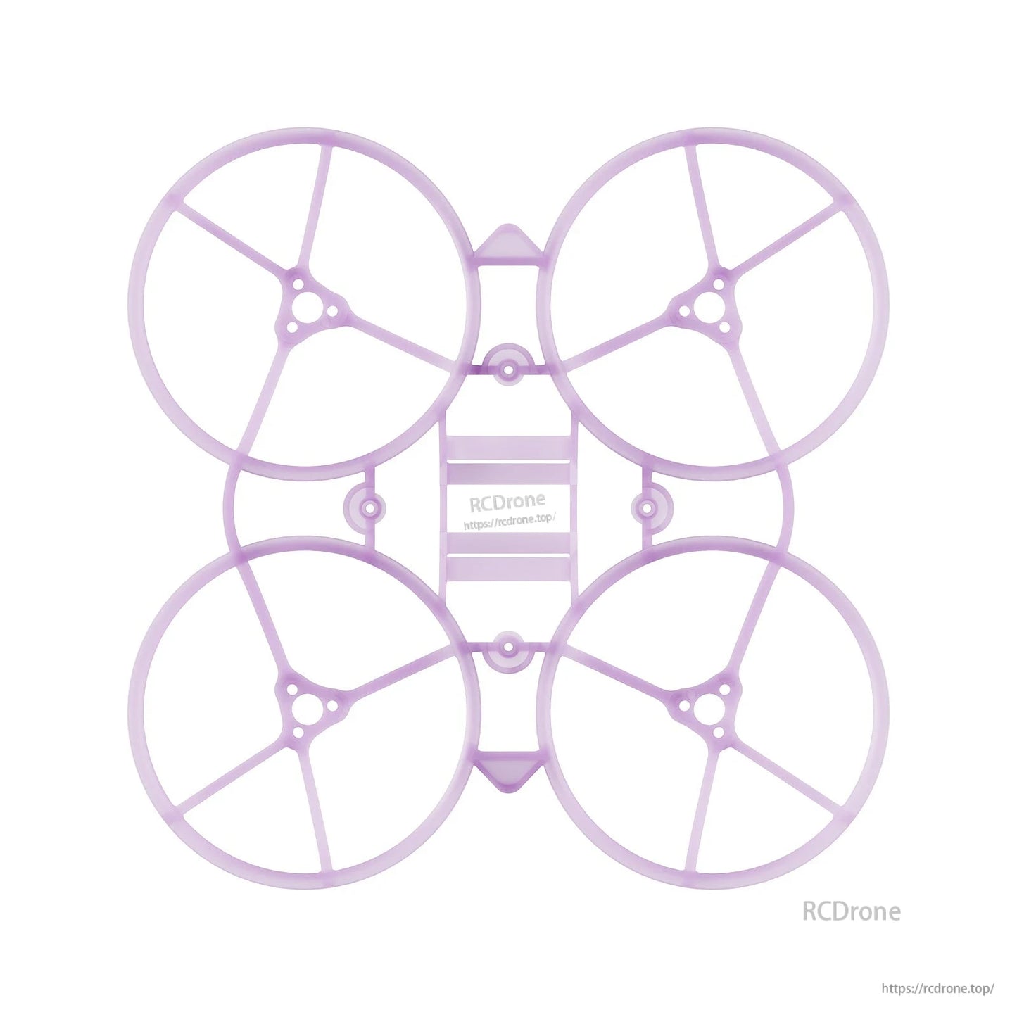 Purple whoop frame top-down view with four ducts and centered battery/canopy mounting section