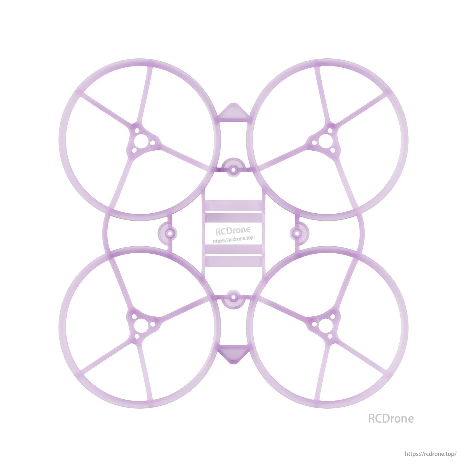 Purple whoop frame top-down view with four ducts and centered battery/canopy mounting section