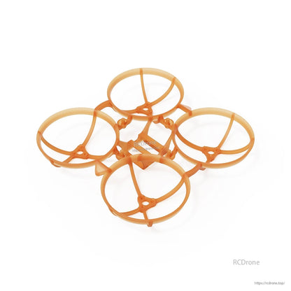 Air75 II brushless whoop frame in orange, angled view of prop guard ducts and center frame