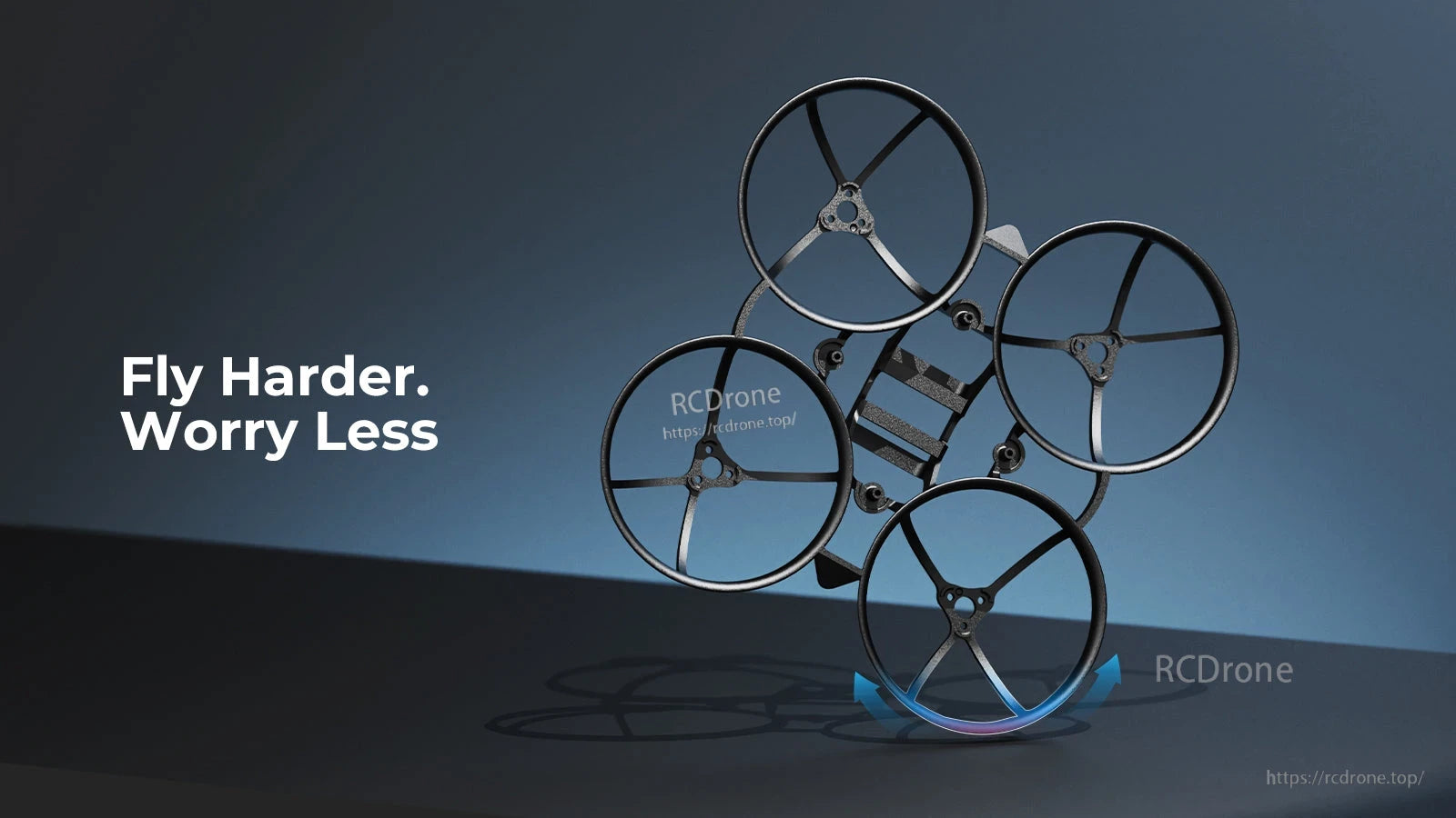 Air75 II 75mm brushless whoop frame beauty shot with ducts and low-profile design on dark background