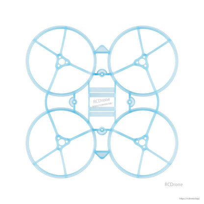Blue Air75 II whoop frame, top-down view showing four circular ducts and center electronics mounting area