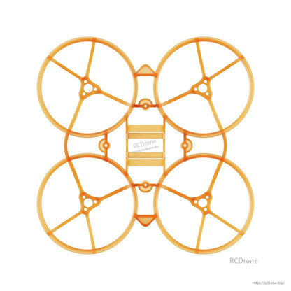 Orange whoop frame top view with four ducts and mounting holes for flight controller stack