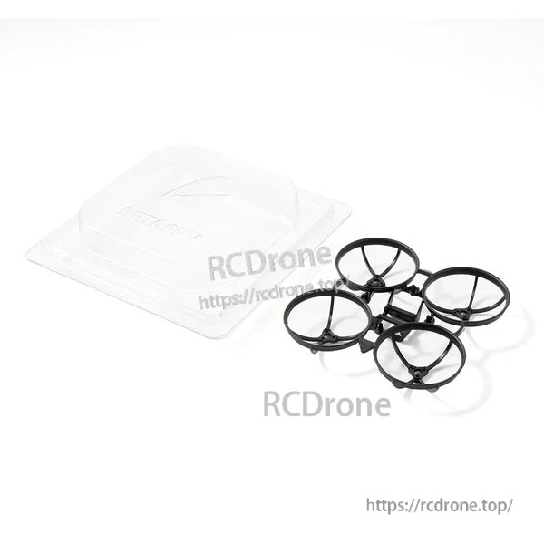 What’s included: BetaFPV Air75 II brushless whoop frame with canopy (clear) alongside black frame parts