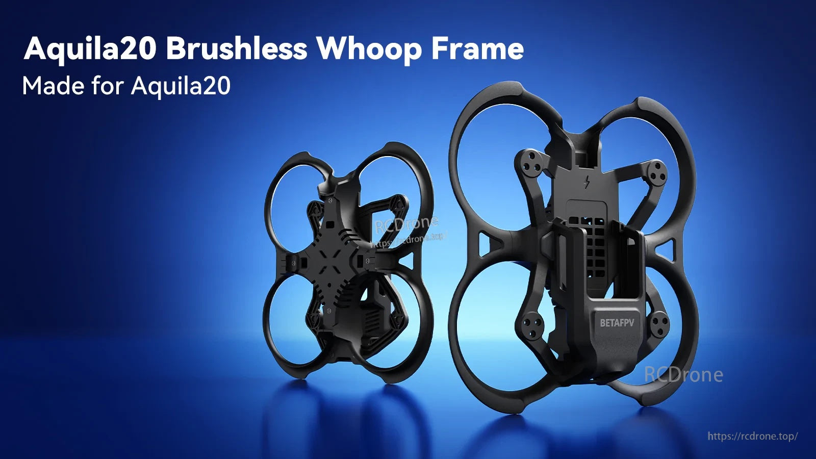 BetaFPV Aquila20 brushless whoop frame kit in black with PA duct frame and integrated camera canopy