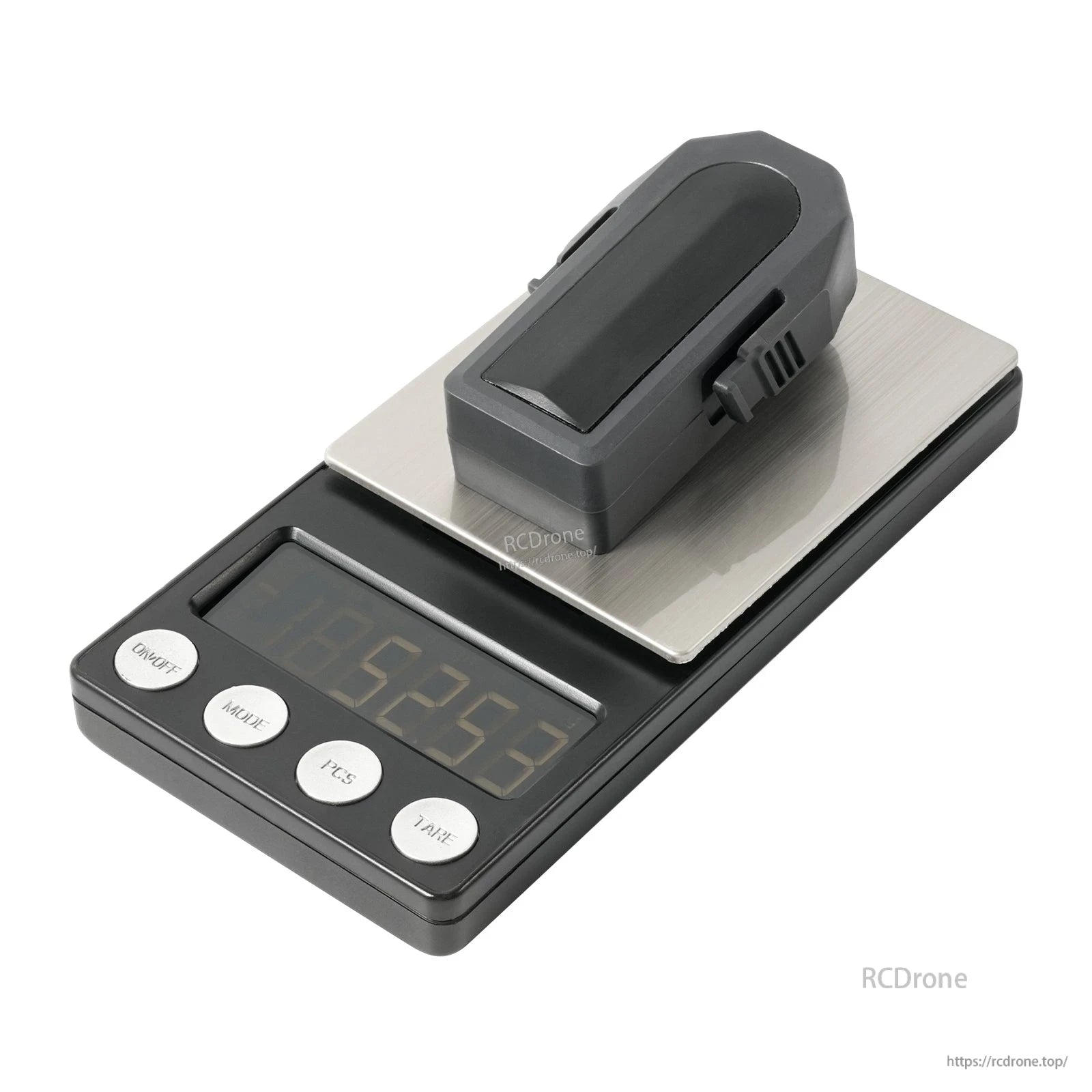 Aquila20 battery placed on a digital scale for weight reference