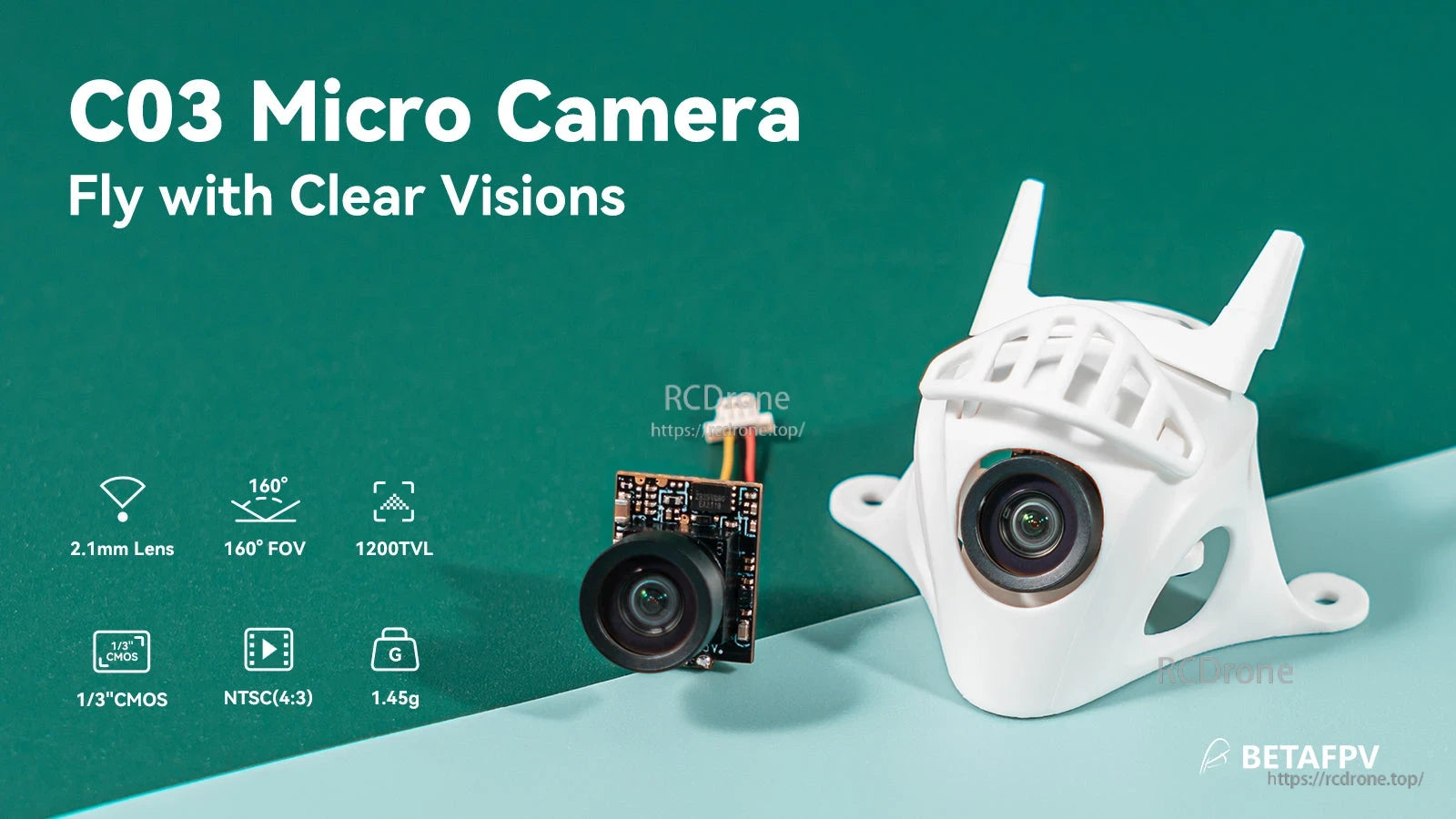 BetaFPV C03 FPV Micro Camera with Micro Canopy for whoop builds, 1200TVL WDR and 160° FOV