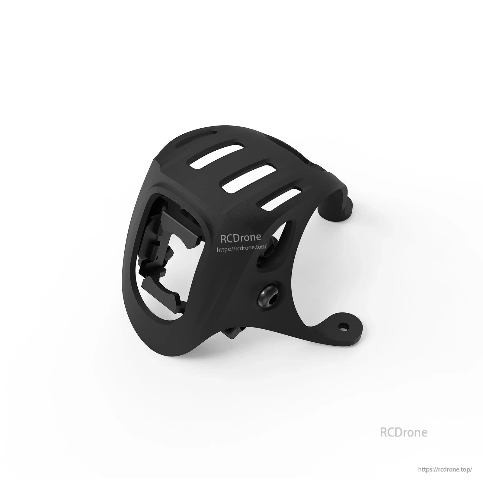 Black canopy with black internal camera mount insert, showing side screw holes and tabs