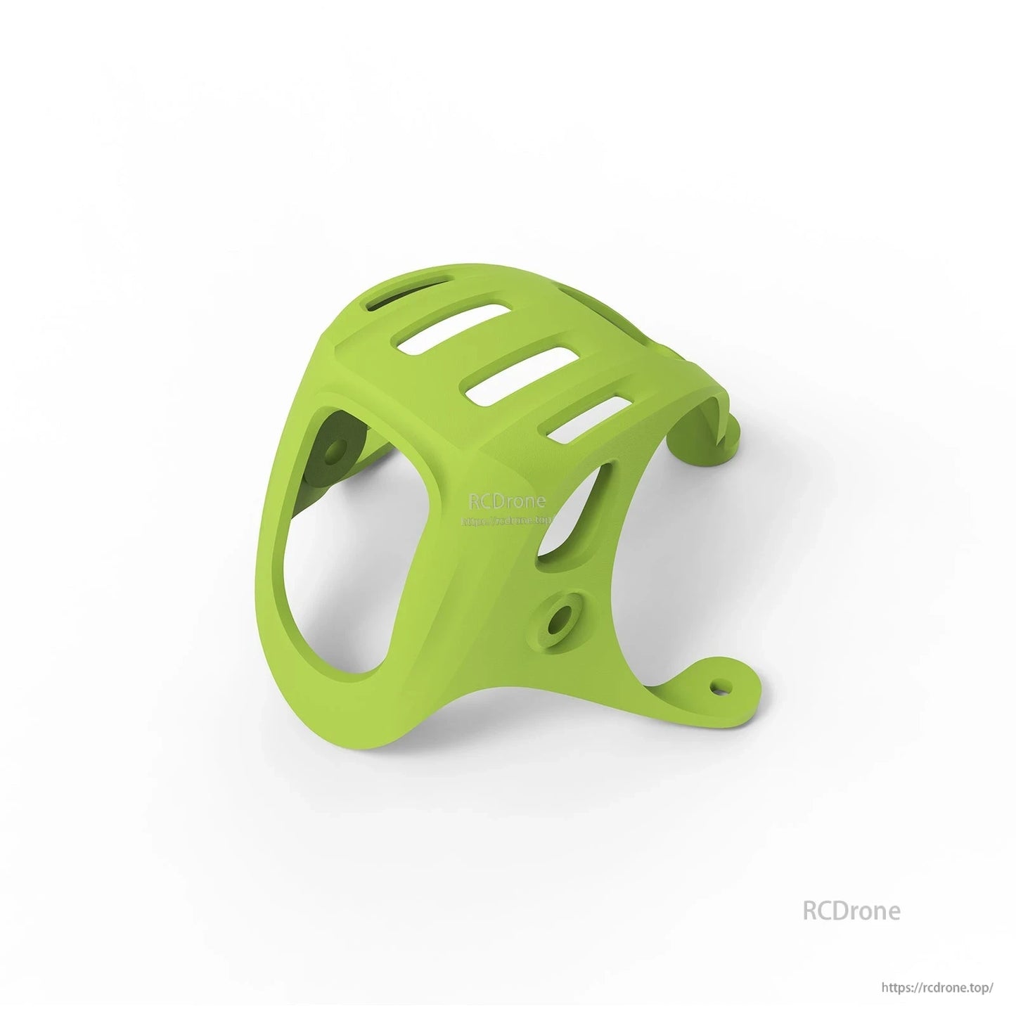 Lime green vented canopy shell with front camera opening and side mounting holes