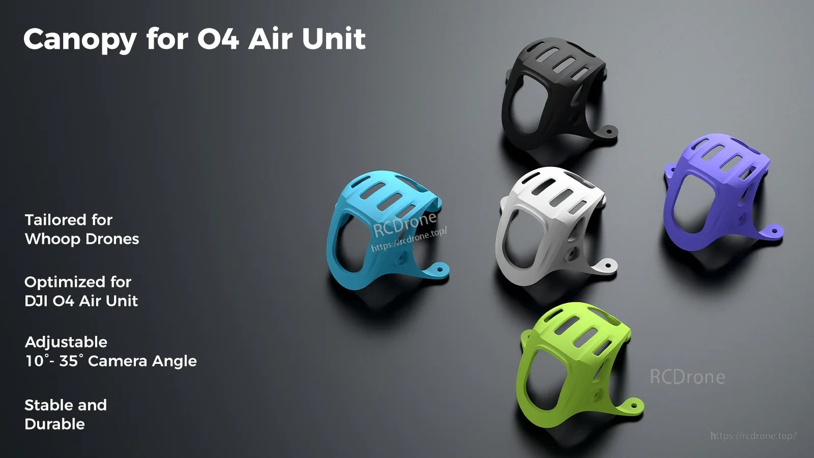 BetaFPV Canopy for DJI O4 Air Unit in multiple colors with adjustable 10°–35° camera tilt