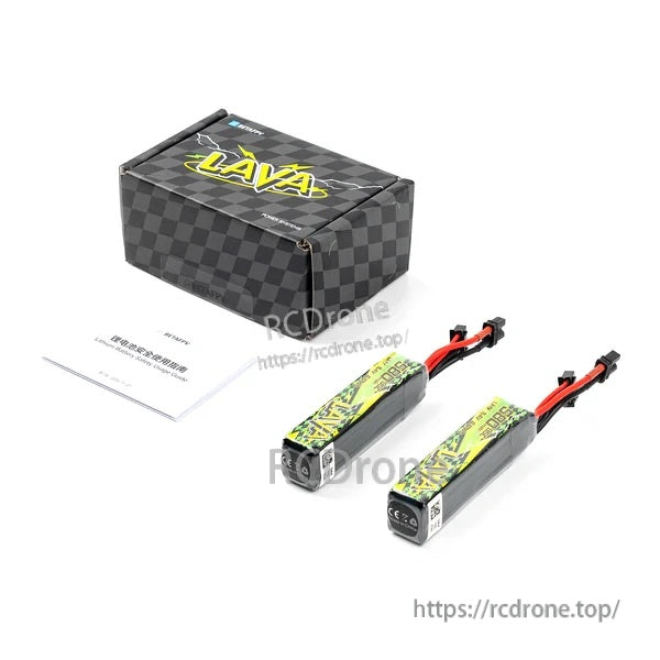 BetaFPV LAVA battery retail box and contents with two LAVA II 3S LiHV packs and included paperwork