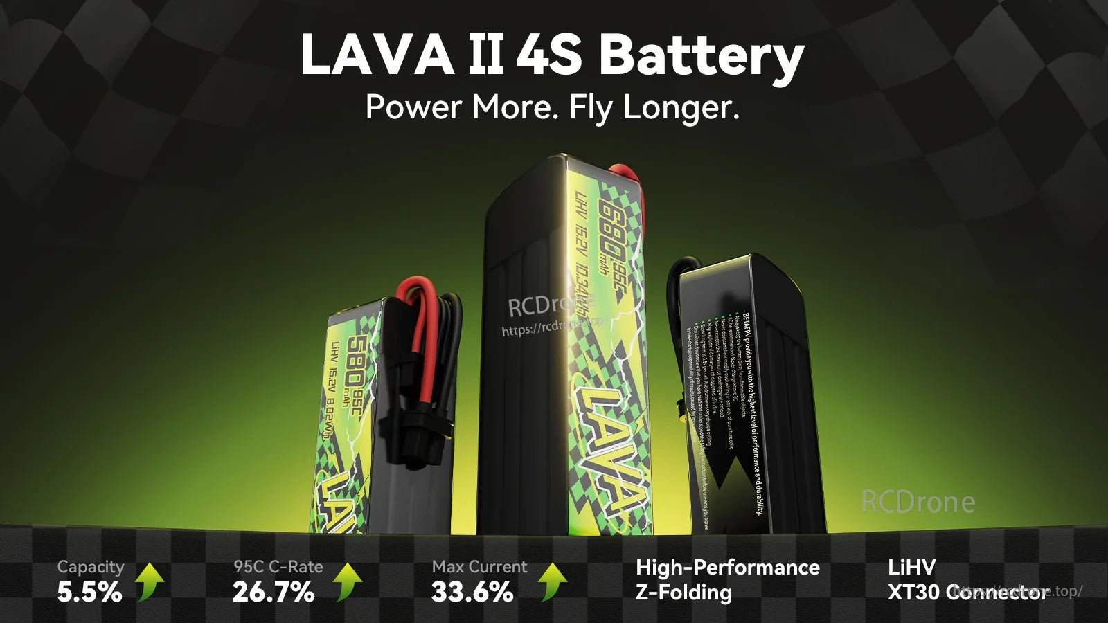 BetaFPV LAVA II 4S LiHV 95C battery pack with XT30 connector for high-discharge FPV builds
