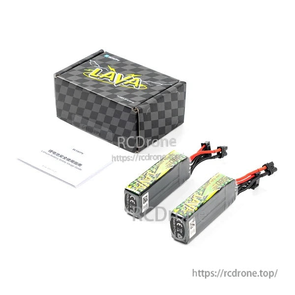 What’s included: LAVA branded box, manual, and two BetaFPV LAVA II 4S LiHV batteries with XT30 connectors