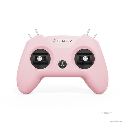 LiteRadio 2 SIM controller front view in pink with dual gimbal openings and center power button