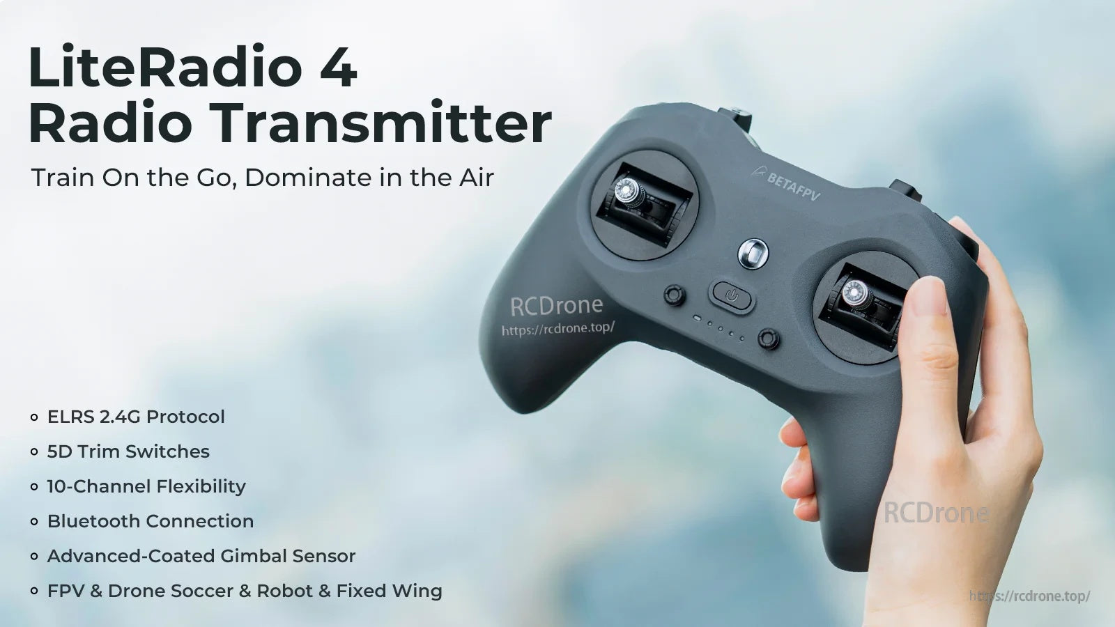 BETAFPV LiteRadio 4 radio transmitter with ExpressLRS 2.4G and Bluetooth, compact 10-channel controller