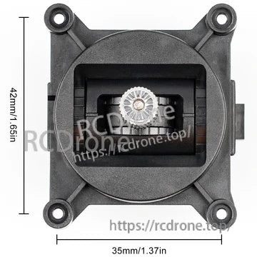 LiteRadio nano gimbal front view with 35 mm x 42 mm overall dimensions labeled
