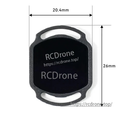 Close-up of the clip-on filter frame with 20.4 mm width and 26 mm height dimensions for DJI O4 Pro camera