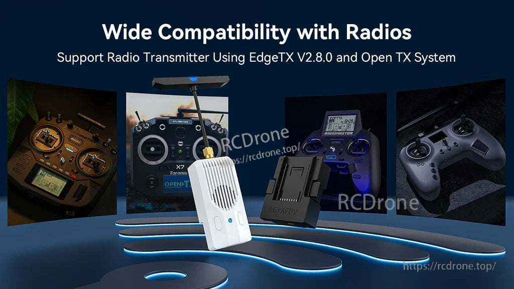 Wide compatibility banner with radios supporting EdgeTX v2.8.0 and OpenTX using CRSF external module mode