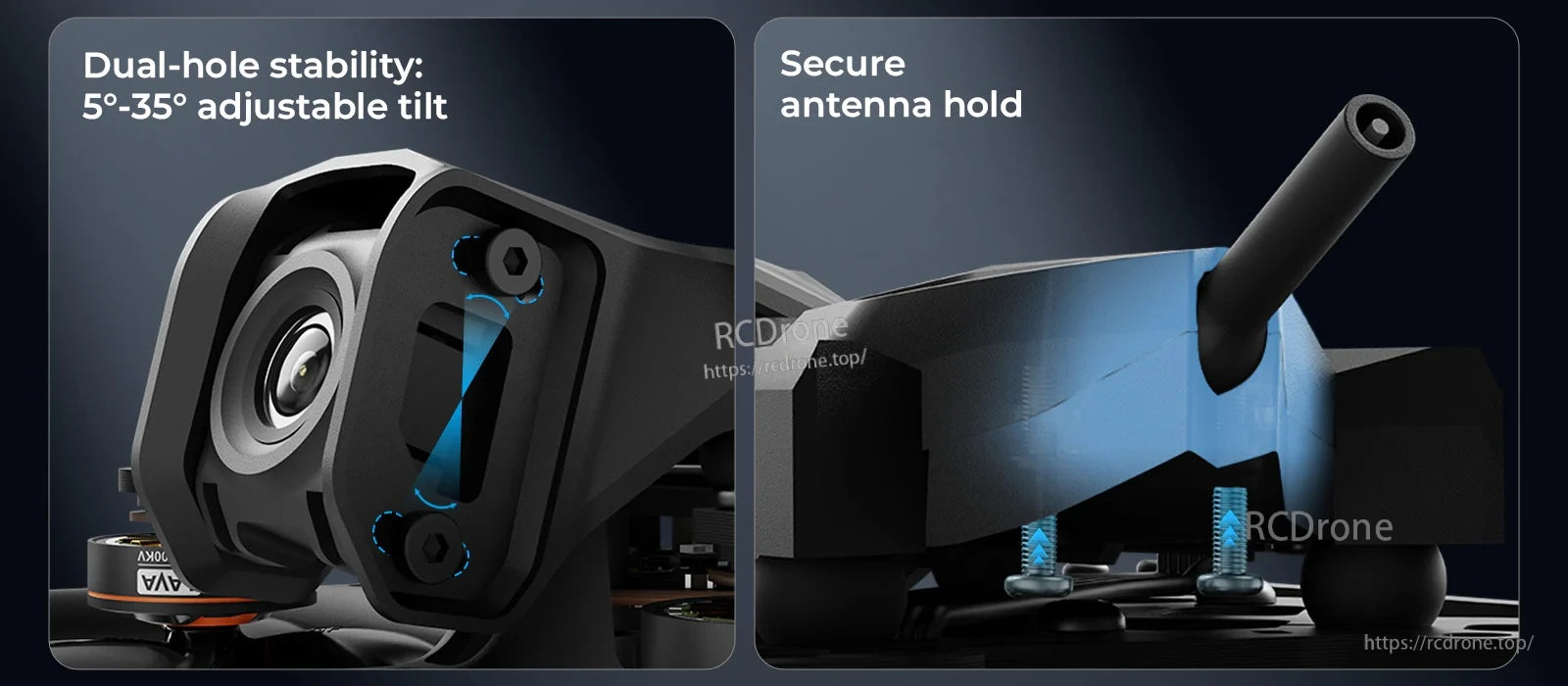 O4 Air Unit Bracket II - dual hole and antenna hold
