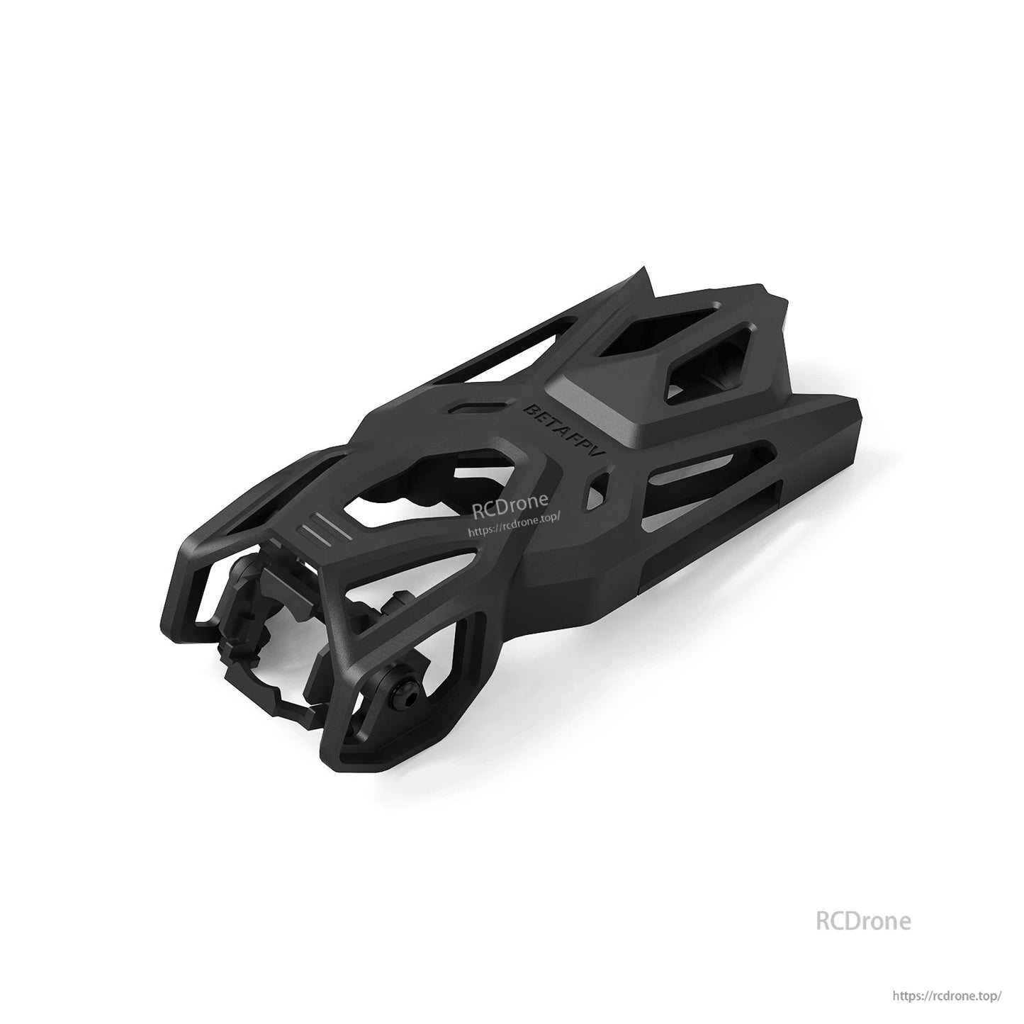 BetaFPV Pavo Femto upper cage/canopy frame, black, angled view showing camera mount and side cutouts