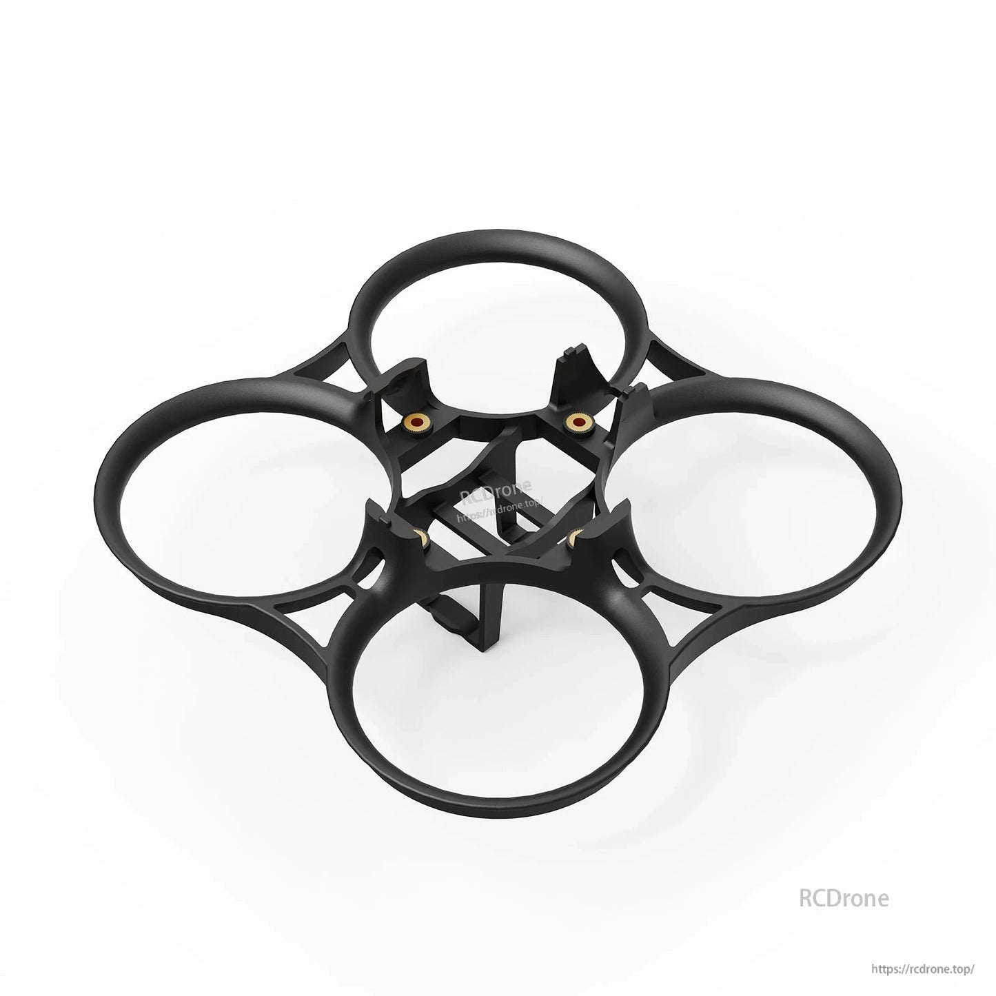 Black PA12 duct ring set for 75mm whoop frame, top view with four motor ducts