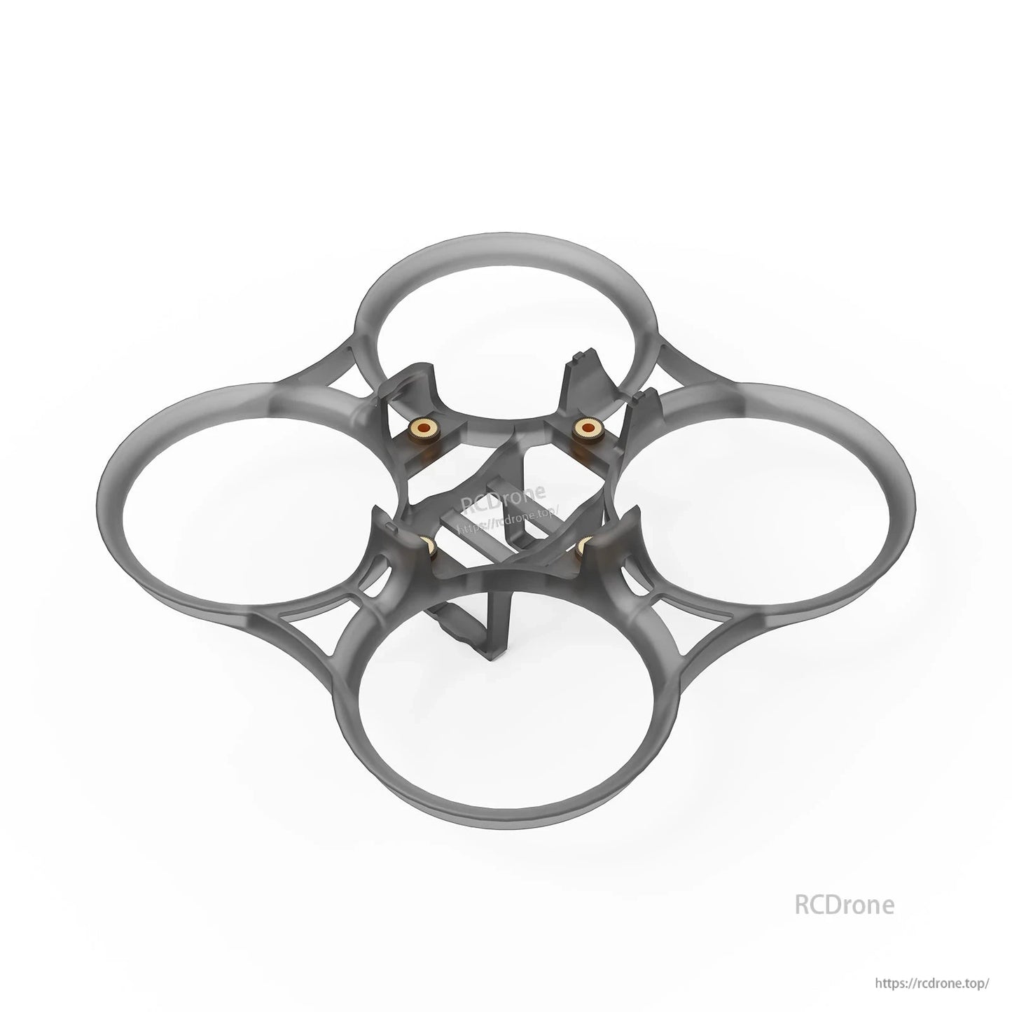Gray PA12 duct ring set for 75mm whoop frame, top view with four motor ducts