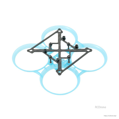 Pavo Pico PA12 whoop frame top view, blue duct guards with carbon top plate and hardware