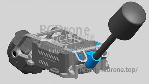 3D render of rear antenna holder section with protective mount and strain relief for a small FPV antenna